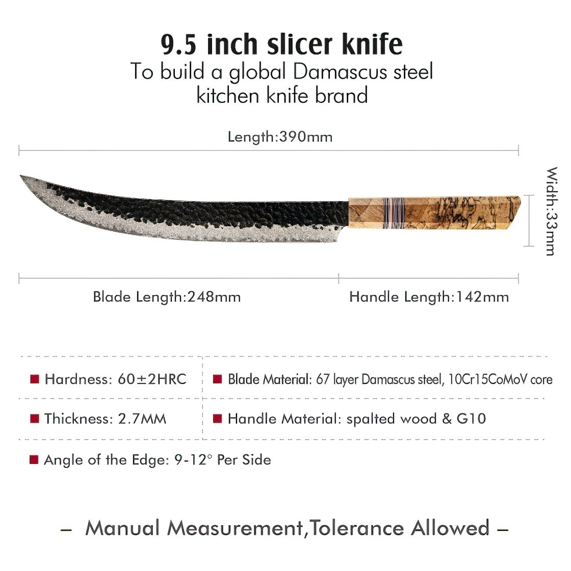 Damaskast kuhinjski nož ZE-37430 - Santoku / Rjava