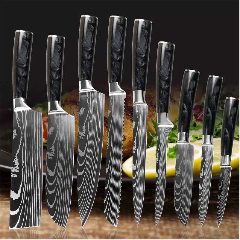 Kuhinjski nož BL-29419 - Kiritsuke / Črna / Rjava