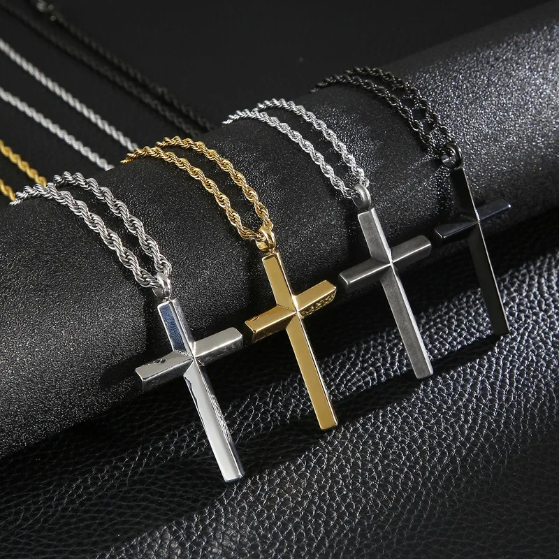 Ogrlica PU-38413 Cross - Siva
