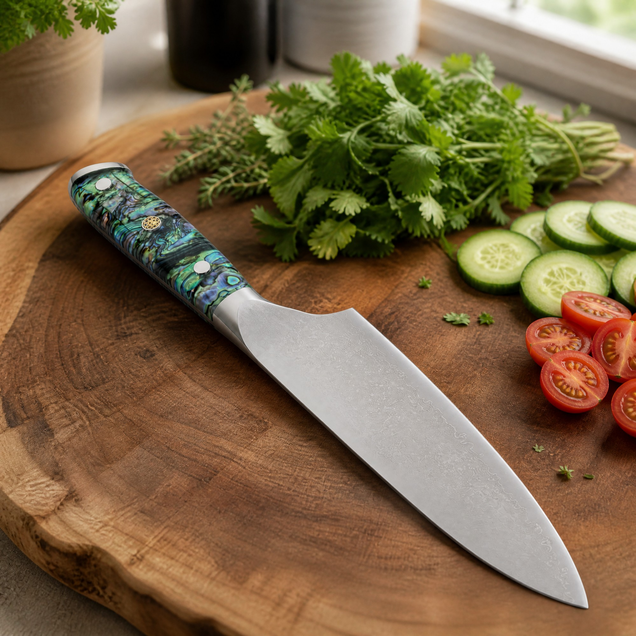Damastni kuhinjski nož ZI-42075 - Chef / Rdeč