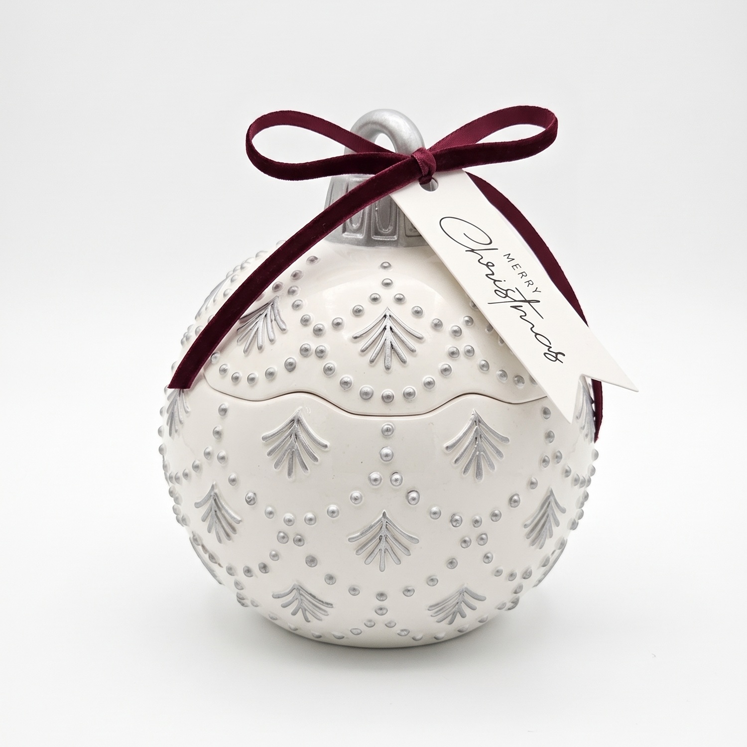 Sveča Christmas Bauble Enchanted MINI - Bela / Srebrna / Zimska Čarobnost / MINI