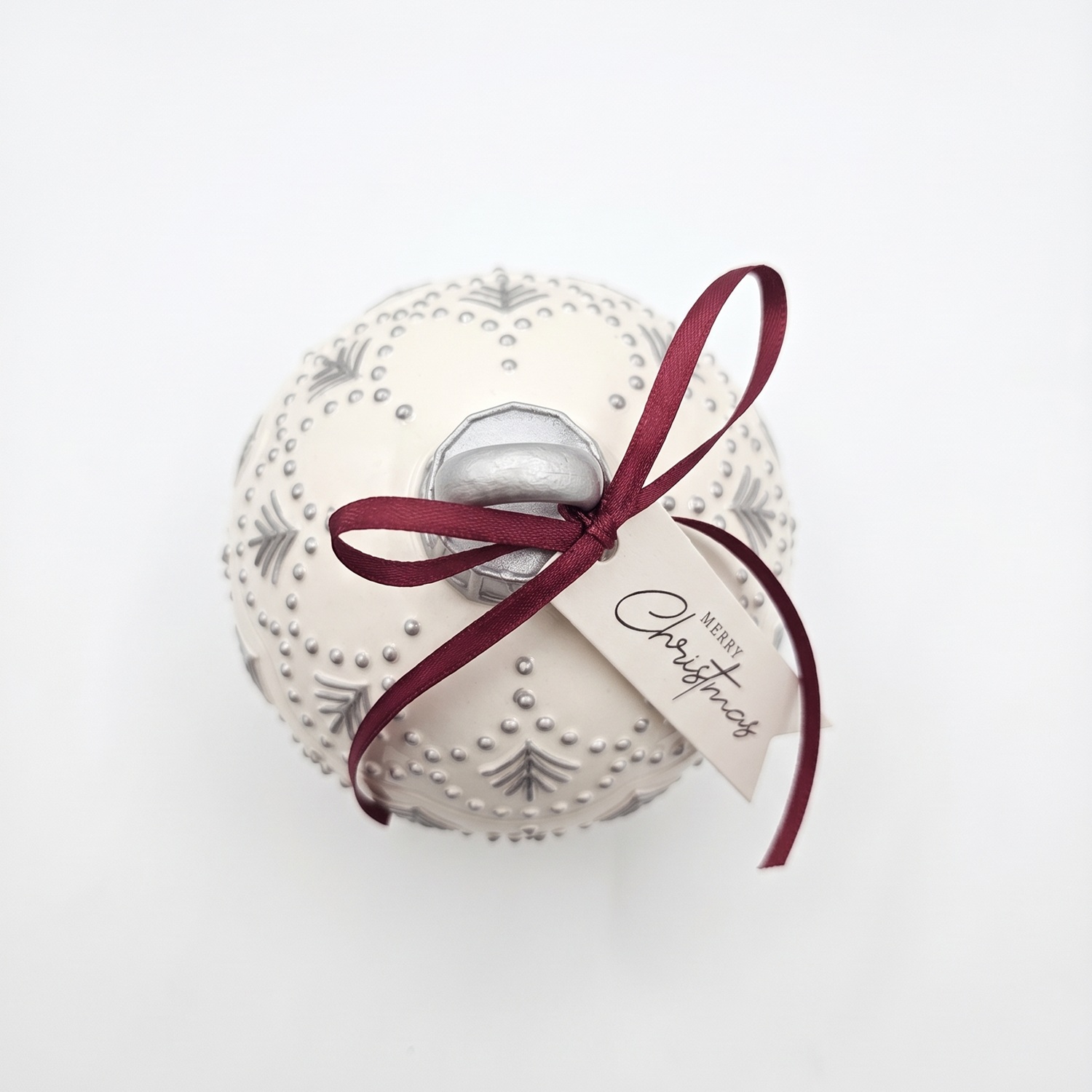 Sveča Christmas Bauble Enchanted MINI - Bela / Srebrna / Zimska Čarobnost / MINI