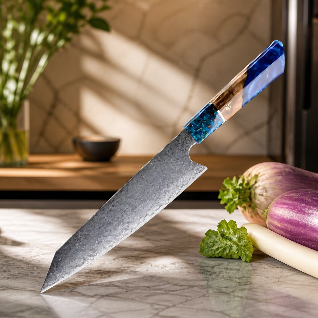 Damaskast kuhinjski nož SA-20094 - Kiritsuke / Modra