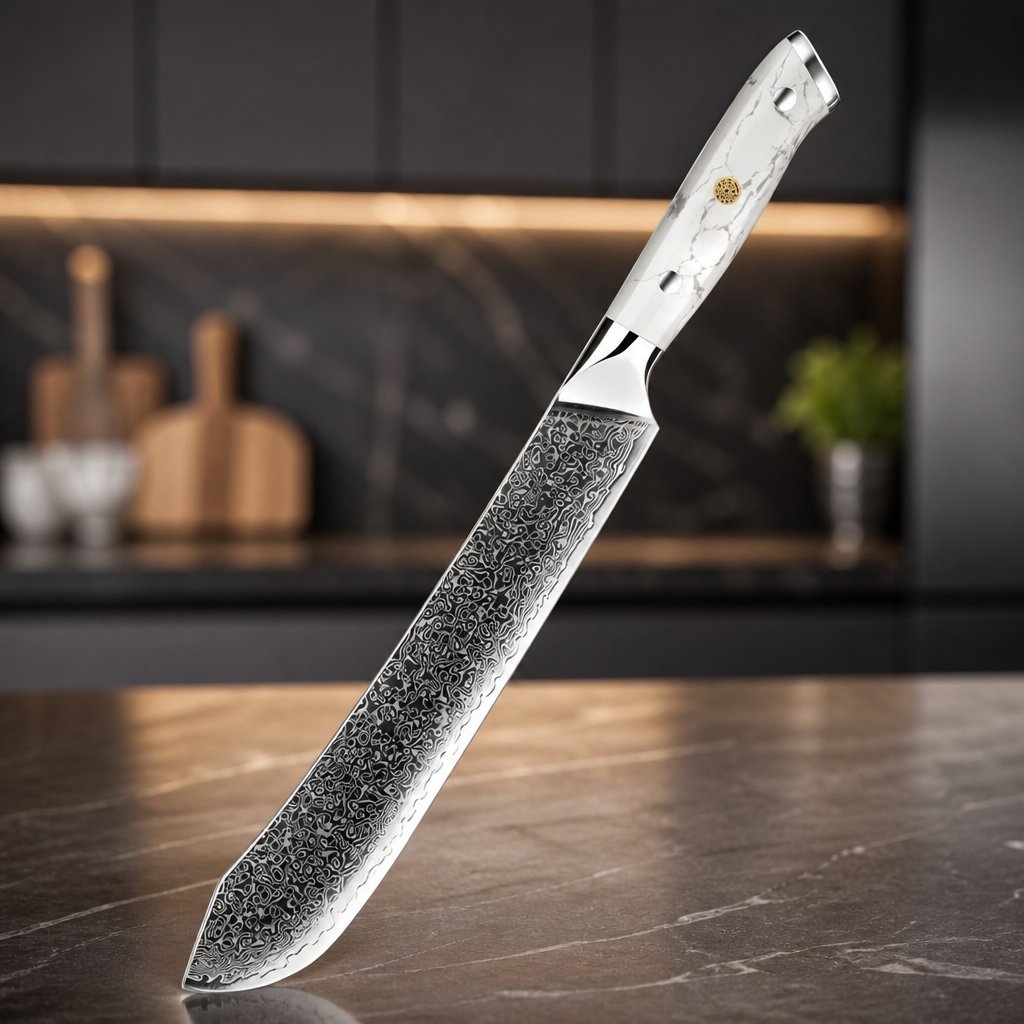 Damaskast kuhinjski nož YU-37514 - Butcher / Bela
