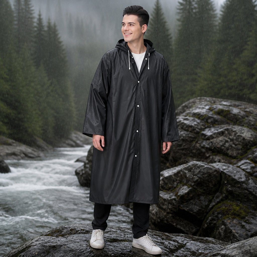 Nepremočljiv Plašč RC - 40459 - Črna / Univerzalna Velikost